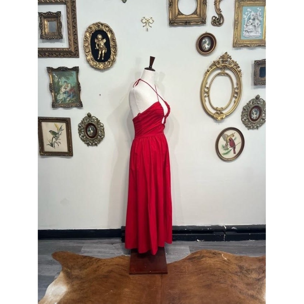 Reformation "Mica" Halter Maxi Dress in Crimson - Size 2 - Picture 2 of 8